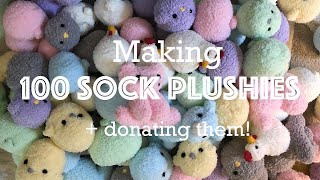 I HandSewed 100 Sock Plushies and Donated Them (and yes it took forever) | 100 SUBSCRIBER SPECIAL