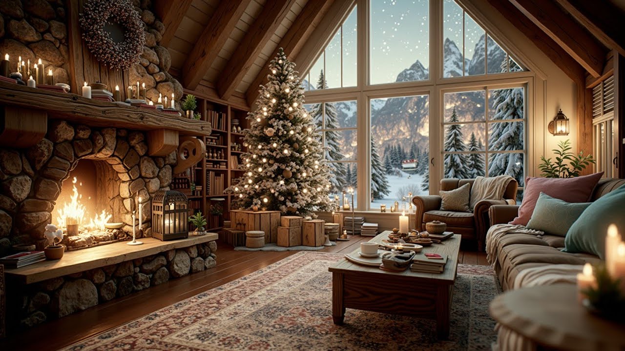 Уютная фортепианная музыка у камина ~ Расслабляющая инструментальная рождественская атмосфера