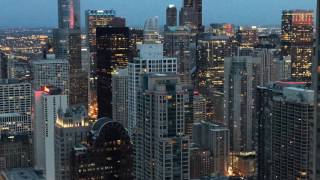 Time lapse sunset, chicago skyline