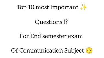 Most Important questions for Subject Communication || Communication skills and Development || Part 1