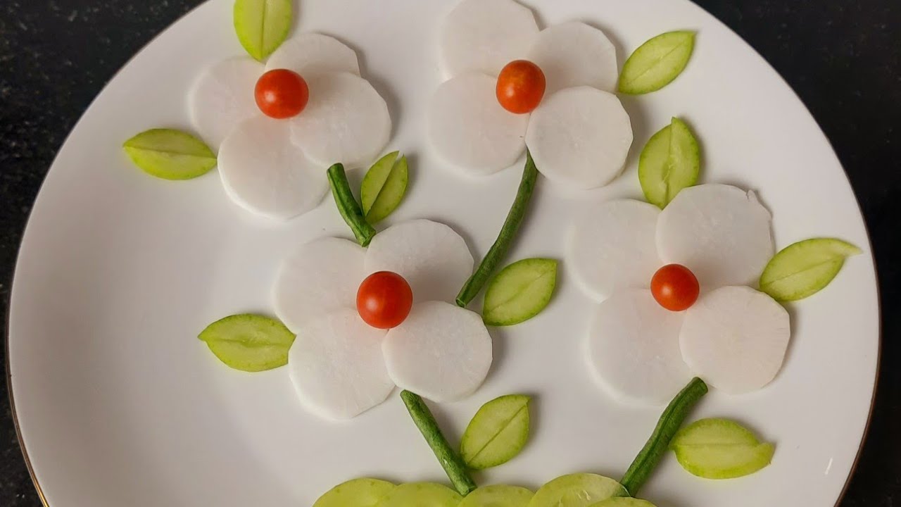 Beautiful Salad Decoration in plate | Vegetable Art | Flower Plate|Cucumber, cucumber salad art 