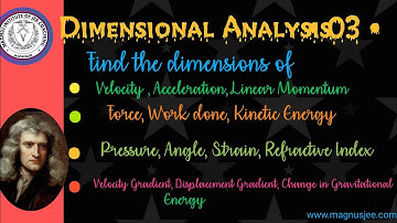 Dimensions of Velocity, Acceleration, Linear momentum , Force ◉Chapter: Dimensional Analysis◉Topic:3