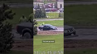 Driver gets truck stuck in wet concrete