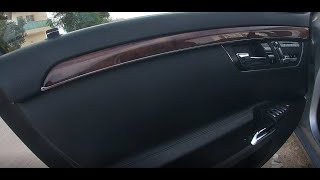 : Mercedes S 550 w221 front door panel card removal and flappy door stop fix.