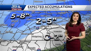 Monday update: Hour-by-hour snow projections for South-Central Pennsylvania