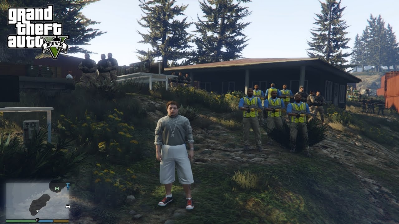 GTA 5 | Jimmy De Santa Mafia Base Shootout + Five Star Escape | No ...