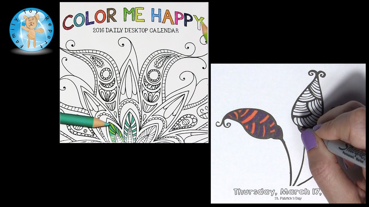 Color Me Happy 2016 Daily Desktop Calendar March 17 Adult Coloring Book Style - Family Toy Report