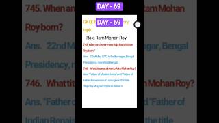 DAY - 69 GK QUESTIONS ON Raja Ram Mohan Roy/ history topic