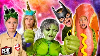 Halloween Costume Runway Show with Kid Hulk Hero Kids Parody