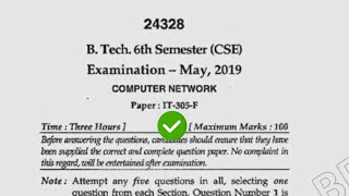 2019 Mdu BTech CSE 6th Sem Computer Network Question Paper