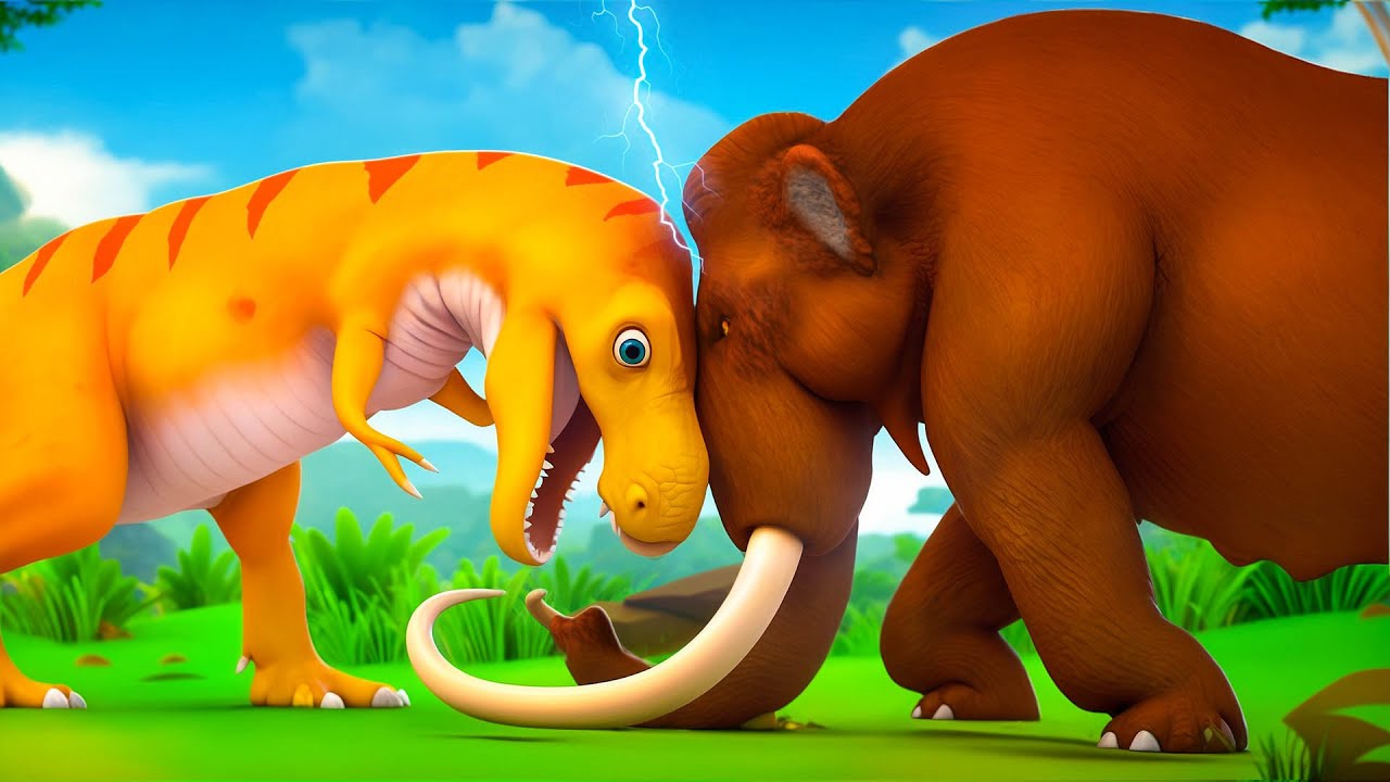 Epic Woolly Mammoth vs T-Rex Battle: Dinosaurs & Giants Clash in This Special Fight!
