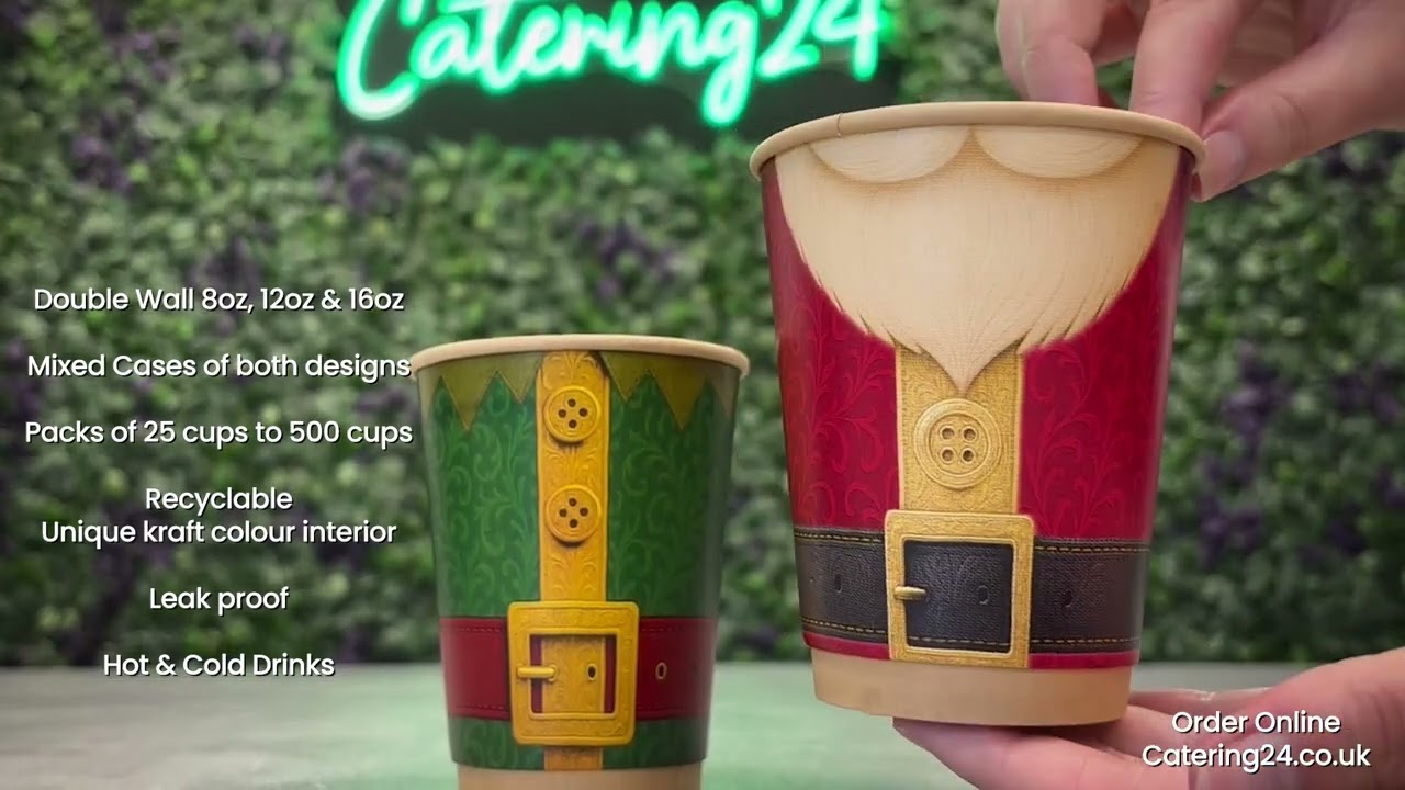 We Can Source It Ltd - 8oz Christmas Paper Coffee Cups With White - View #2