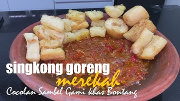 Cara membuat Singkong Goreng Merekah Cocolan Sambal Gami