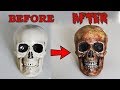 Diy cheap plastic dollar store skull makeunder for halloween