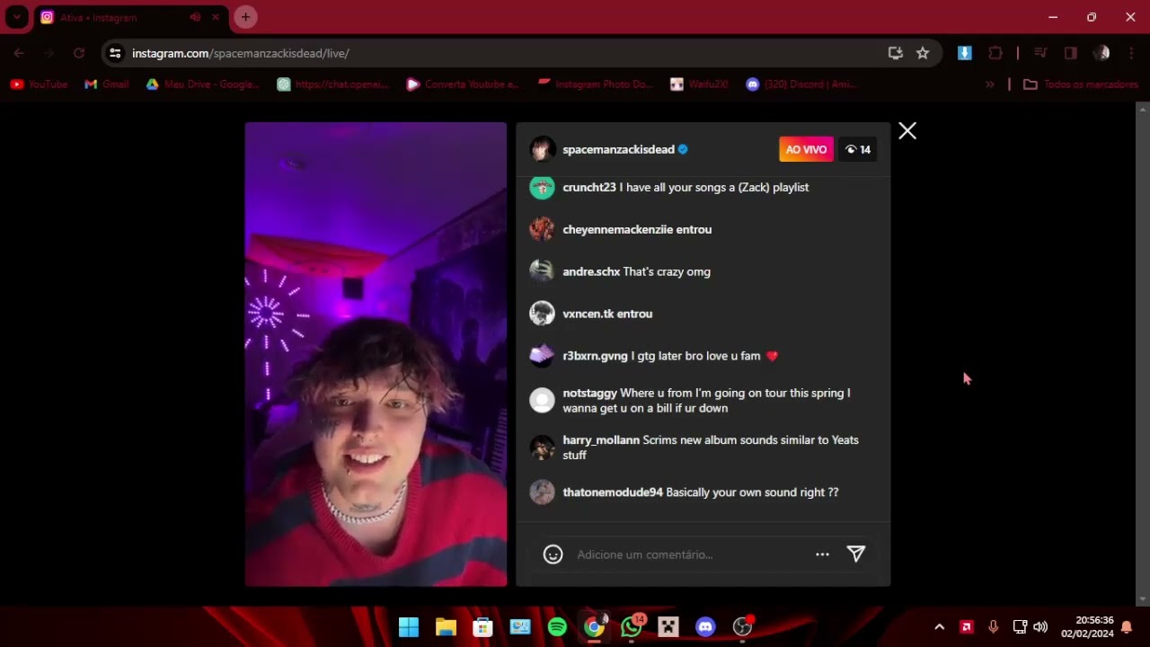 SpaceMan Zack Full Live Instagram (02/02/2024)