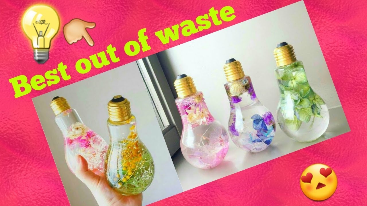 Best out of waste/wall hanging ideas with empty bulb decoration at home