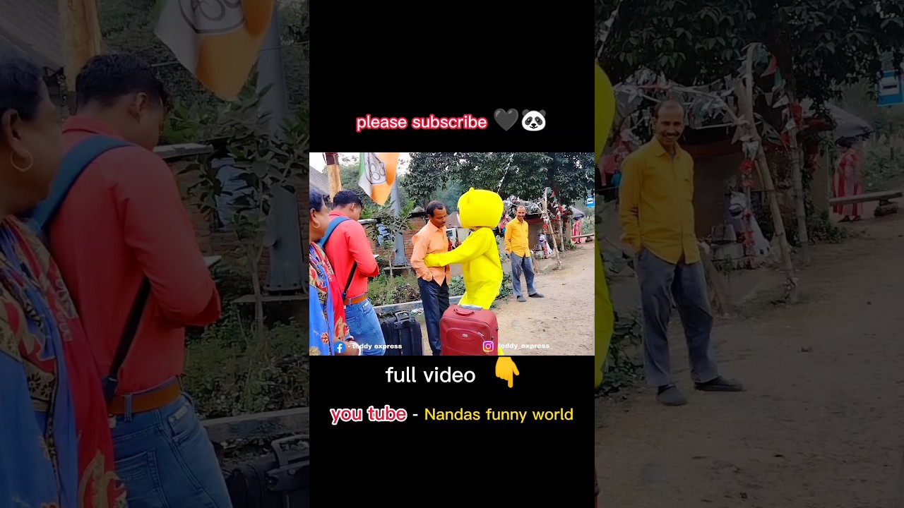 teddy bear prank on road 😂🐼