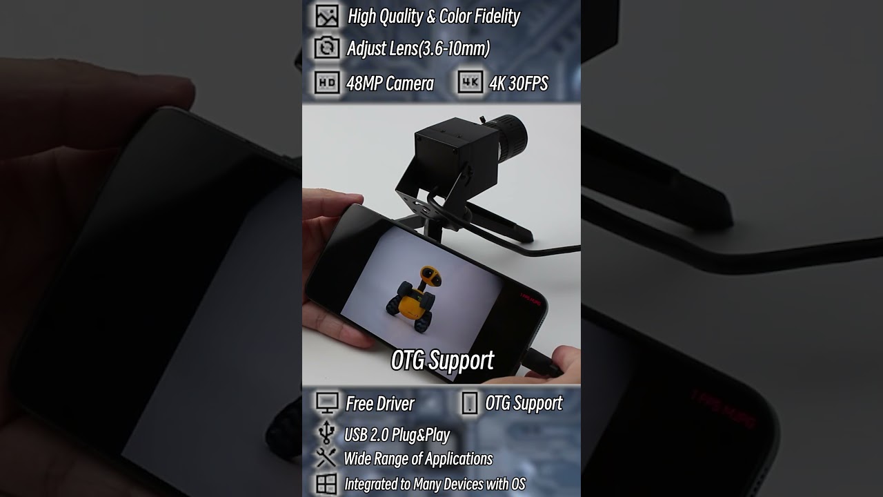 ELP 48MP 8000x6000 USB Camera 4K30FPS Webcam with 3.6-10mm 3X Zoom Lens for Plant Growth Monitoring