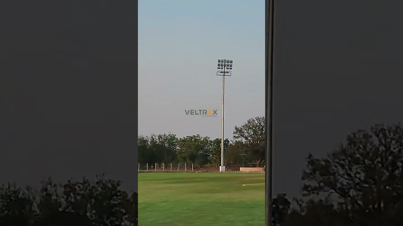 LED Stadium Light Installation | 27m GI Octagonal Pole | Heavy Duty Work