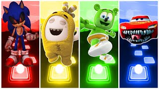 SONIC EXE 🆚 ODDBODS 🆚 GUMMY BEAR 🆚 MCQUEEN EATER | Tiles Hop EDM Rush 🎶