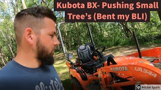 Kubota BX Clearing land and pushing/digging trees