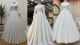 beautiful white bridal dress || white bridal gown