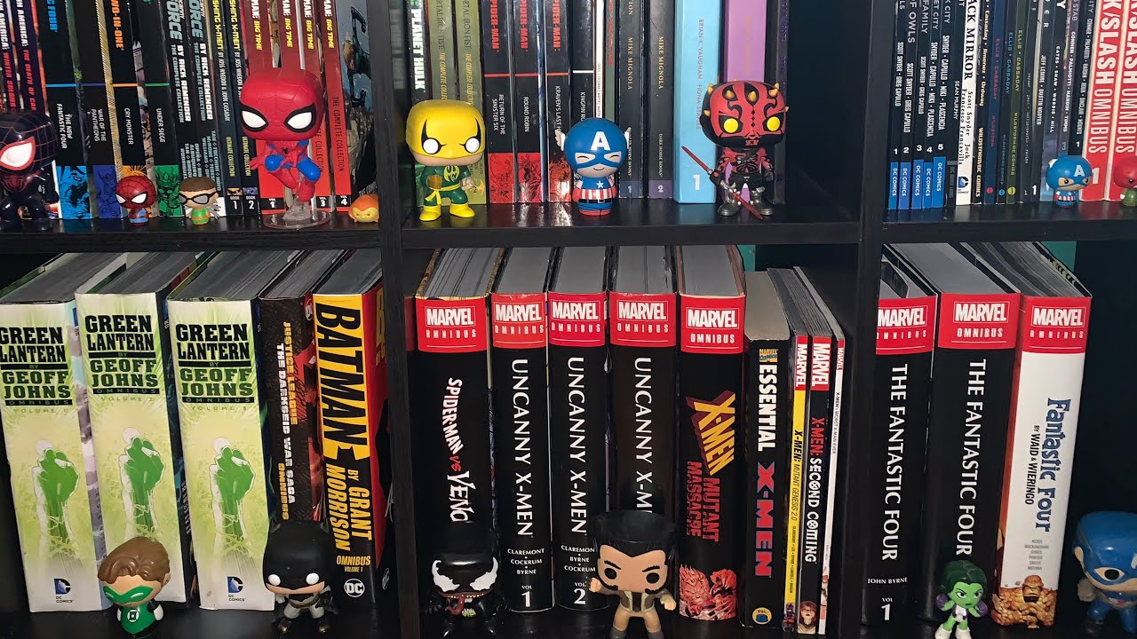 Updated bookshelf tour!! New bookshelf! Comics! Marvel! DC!! And more
