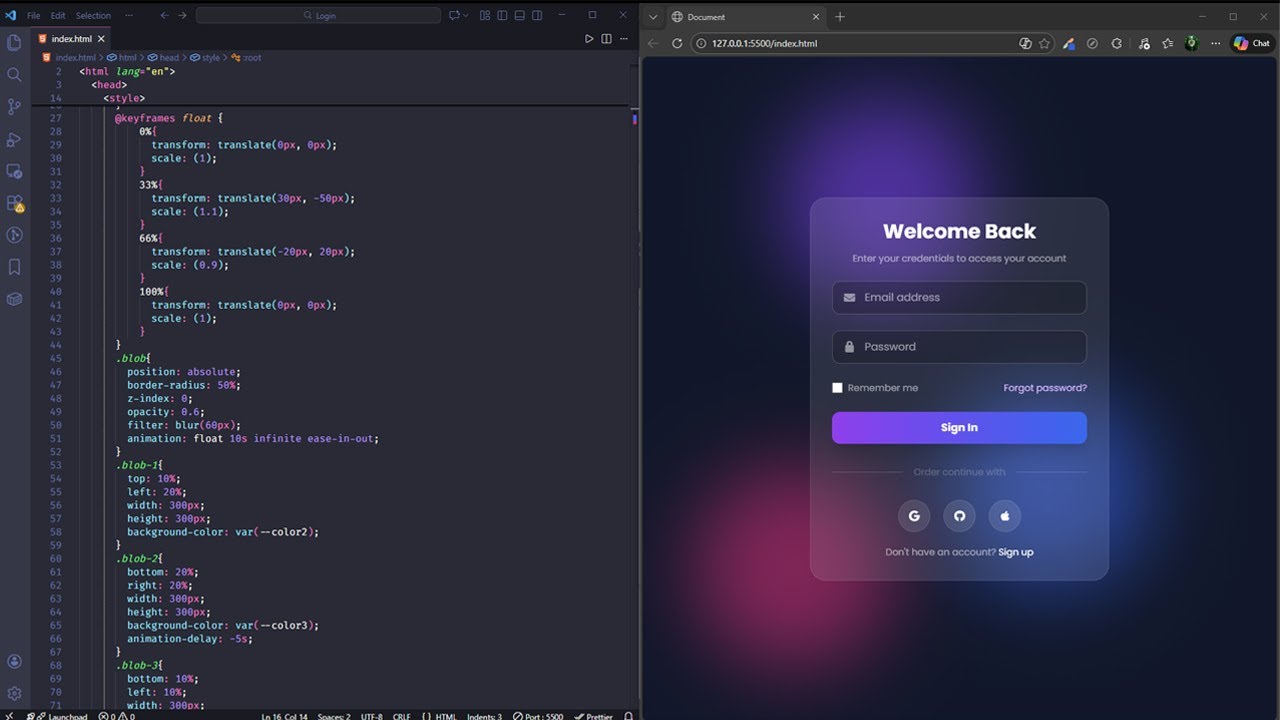 Silent Coding: Glassmorphism Login Form | Tailwind CSS v4 (No Talking)