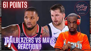 DAMIAN LILLARD GOES FOR 60 TRAILBLAZERS VS MAVS HIGHLIGHTS REACTION!!