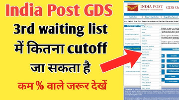India post GDS 3rd waiting list में कितना cutoff जा सकता है | GDS result 2022 | gds 3rd merit list