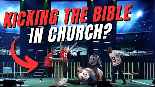 Pastor kicks Bible in Church?