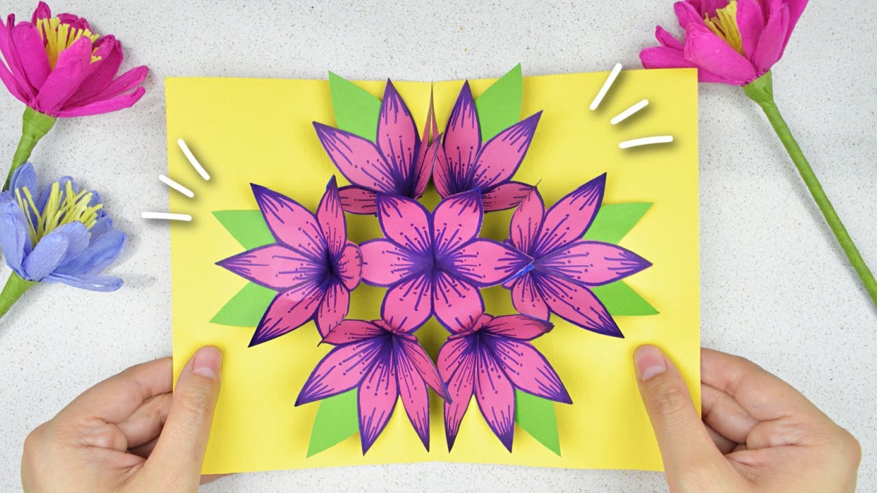 Tarjeta Pop Up de Flores en 3D para Mamá - YouTube