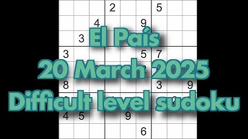 Sudoku solution – El País 20 March 2025 Difficult level