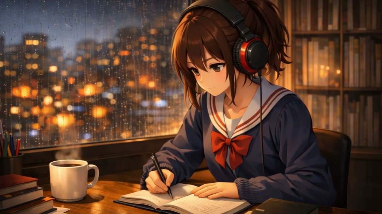 Girl studying late at night 🌙