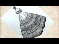 Gown Mandala Art for beginners || Step by step Mandala Zentangle Art Doodle Art