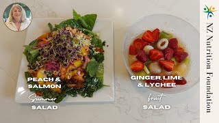 Peach & Salmon Summer Salad Recipe and Ginger, Lime & Lychee Fruit Salad Recipe