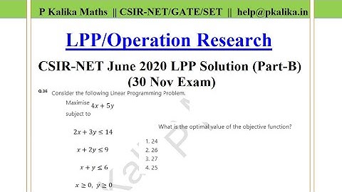 CSIR NET Mathematics || 30 Nov 2020 Solution: Que. 36 LPP Solution || Repeated Question, Part-B