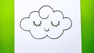 Çok Kolay Bulut Çizimi, Adım Adım Sevimli Bulut Nasıl Çizilir, How To Draw a Cute Cloud Easy