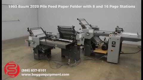 1993 Baum 2020 Pile Feed Paper Folder with 8 Page and 16 Page Folding Stations