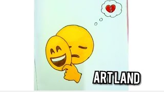 رسم سهل/تعليم رسم ايموجي حزين /new sad emoji drawing