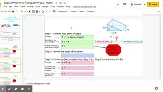Volume of Triangular Prisms - Notes