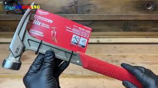Milwaukee 22-oz milled face framing hammer Unboxing and testing / 48-22-9022 / ASMR
