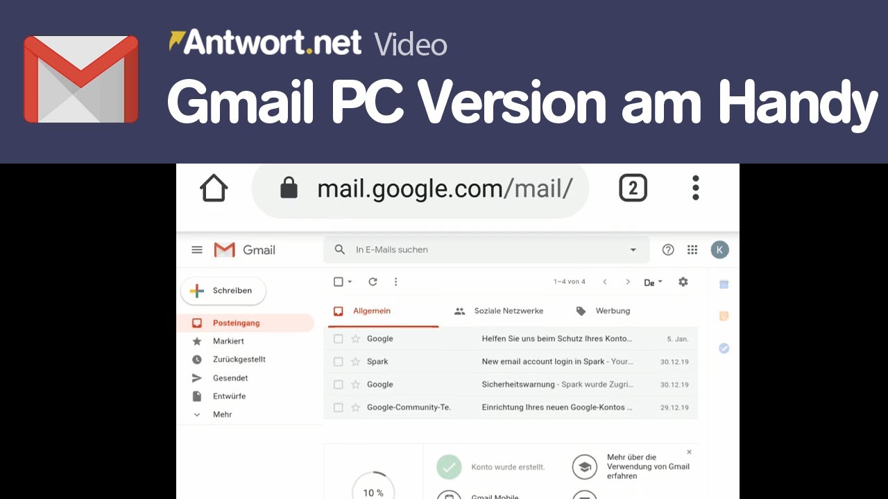 Gmail: PC-Version am Handy benutzen
