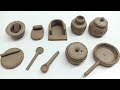 DIY how to make polymer clay miniature kitchen set,water handpump, miniature clay house, cow making 