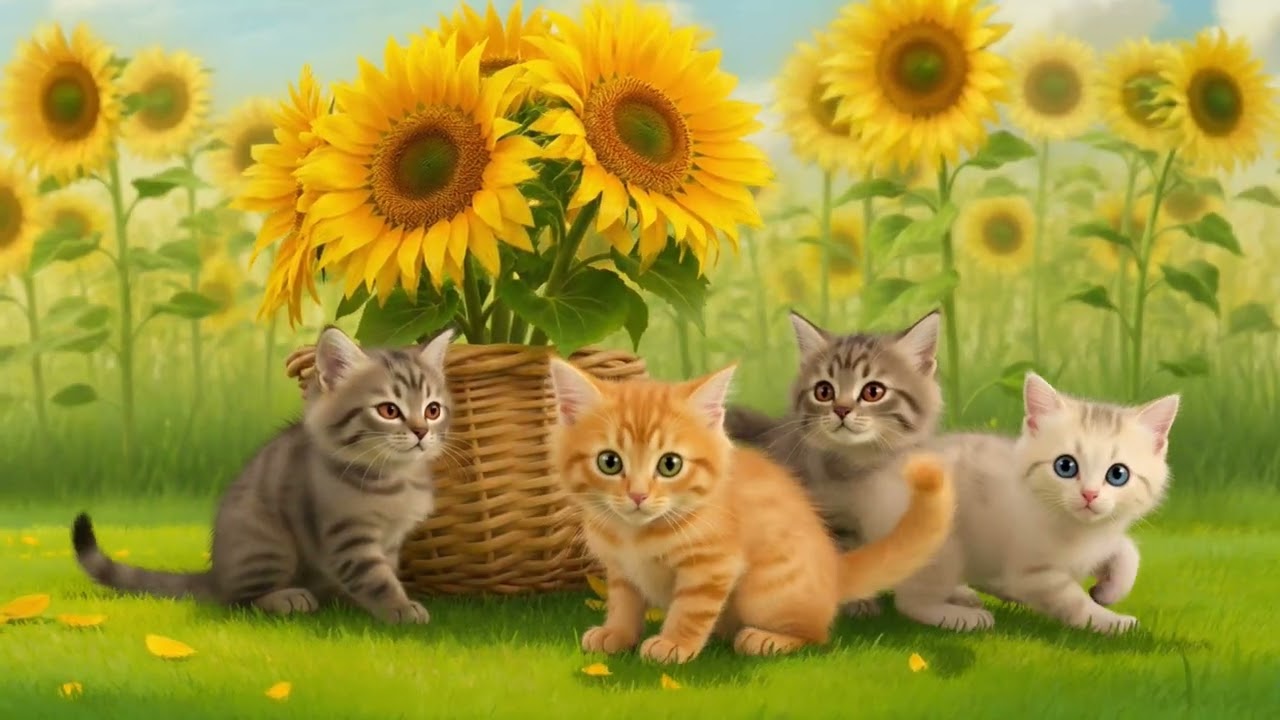 A Cat Resting in a Monet Style Flower Garden