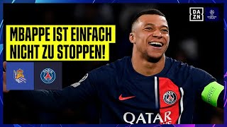 Mbappe eiskalt vor dem Tor! PSG souverän weiter: Real Sociedad - PSG | UEFA Champions League | DAZN image