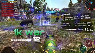 1k war with speed boost ALMOST maxed! || The wolf friendly PvP