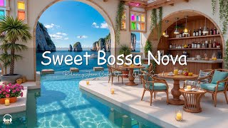 Relaxing Jazz at Seaside coffee Shop Ambience with Sweet Bossa Nova & Crashing Waves for Good Moods