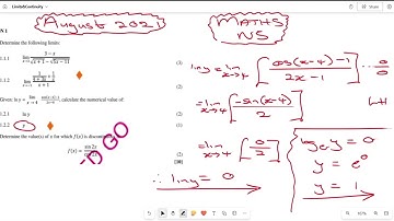 Maths N5 Limits & Continuity Exam Questions(August 2021)