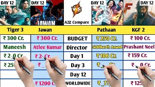 Tiger 3 Vs Jawan Vs Pathaan Vs Kgf 2 Worldwide Collection Day 12 | tiger 3 box office collection